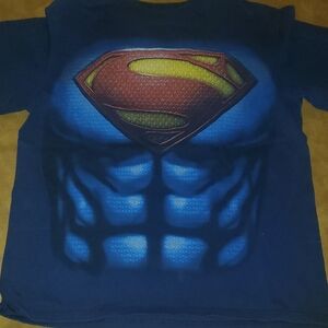 Boys DC Comics Superman Muscle Graphic Kids T-Shirt - Blue and Red